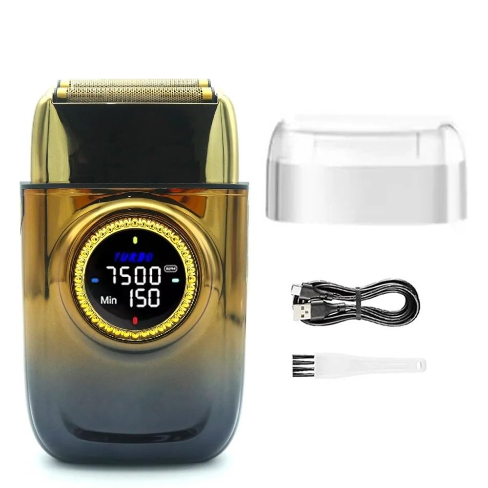 Men's Shaver, Men's Shaving Machine LED Display Double Foil Cordless Oil Head USB Professional Electric Shaver