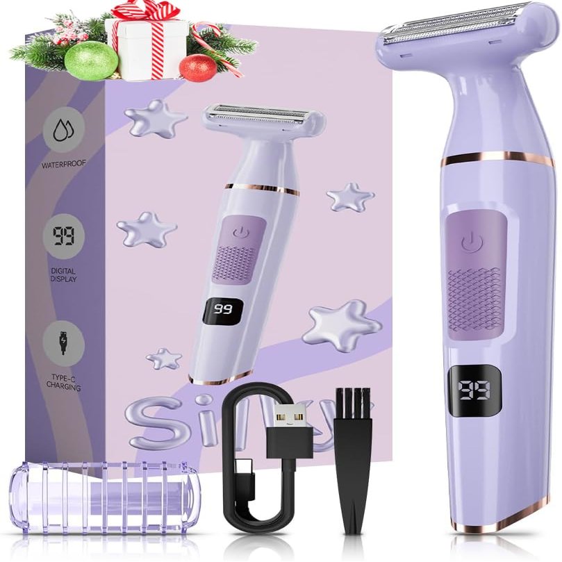 Electric Shaver for Women, Waterproof Hair Shaver Razors for Legs, Arm, Underarms, Bikini, USB Rechargeable, Wet & Dry Waterproof Bikini Trimmer for Woman, Purple