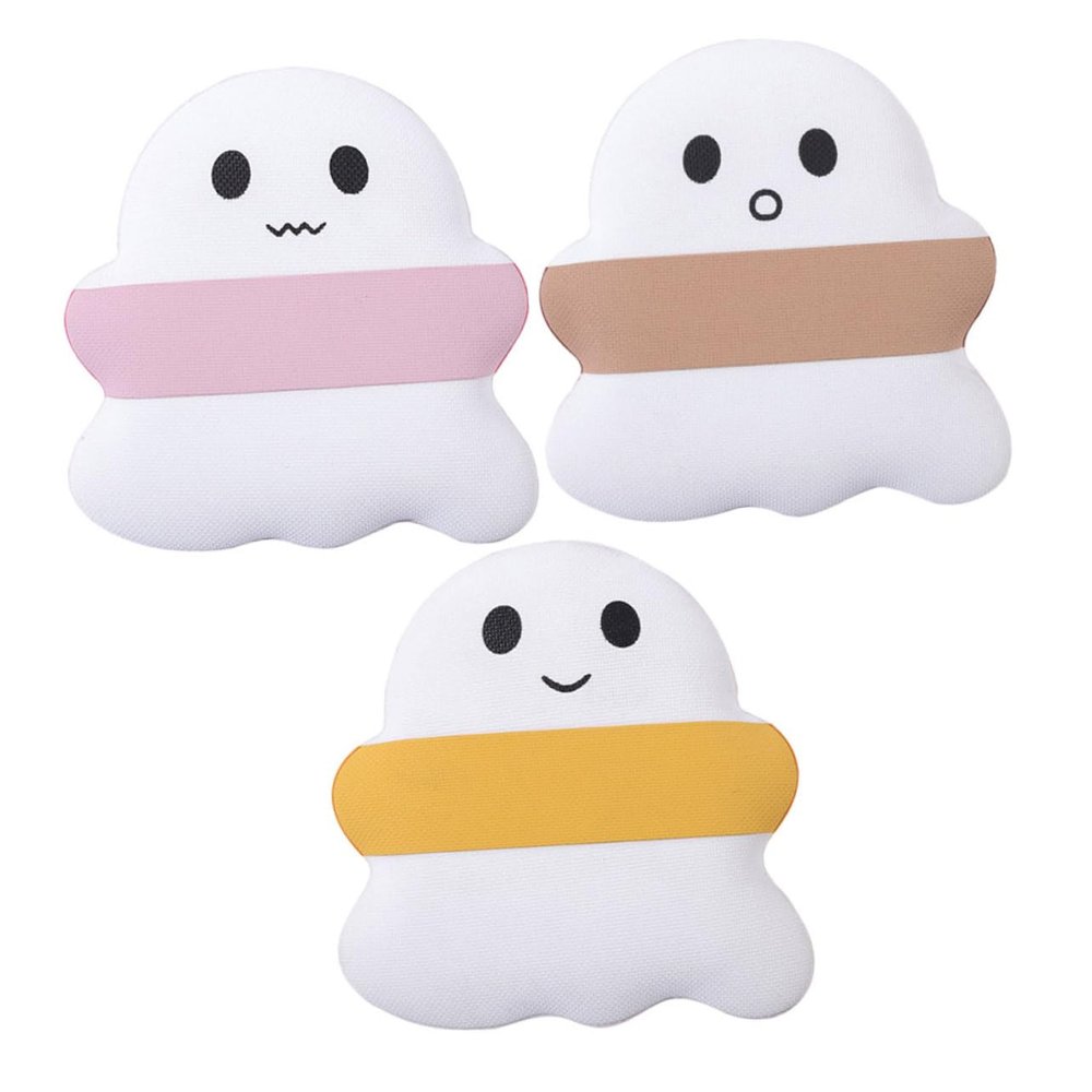 VICASKY 3pcs Cute Ghost Makeup Puff Dual-use Face Powder for Women Wet Dry Application Gentle Texture Compact for Travel for Beginners and Professionals