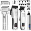 4-in-1 Cordless Hair Clippers for Men - T-Blade Trimmer/Foil Shaver/Nose Trimmer with LCD Display, 7 Guide Combs view 1