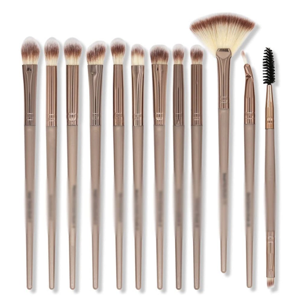 12 Eye Makeup Brushes Set Soft Bristles Eye Shadow Brush Nose Shadow Detail Eye Liner Brush(Argento)