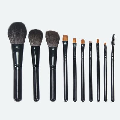 10 Makeup Brushes Set Wooden Handle Makeup Tools Beauty School Makeup Brushes(Argento)