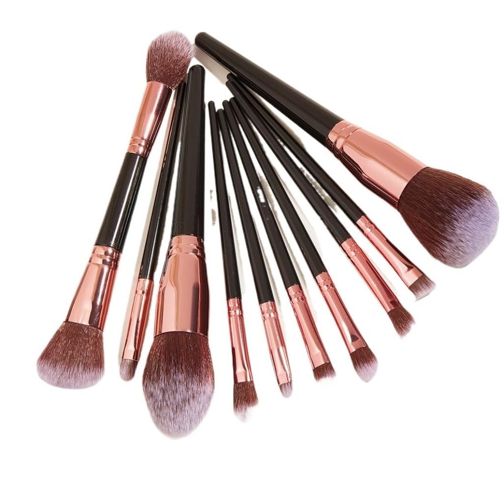 10 pieces of black makeup brush set, super large, including foundation make-up brush, brush