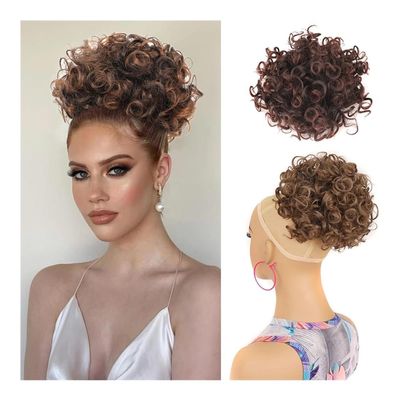 yanzhuen001 Bun Wig, Messy Bun Hair Piece for Women Elastic Drawstring Loose Wave Curly Hair Buns,Messy Bun Wig(White)