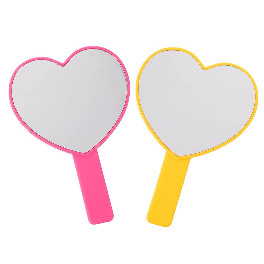 PartyKindom 2pcs Heart Shape Handheld Mirror Eco-Friendly Handle Portable Makeup Mirror for Women High Definition Surface