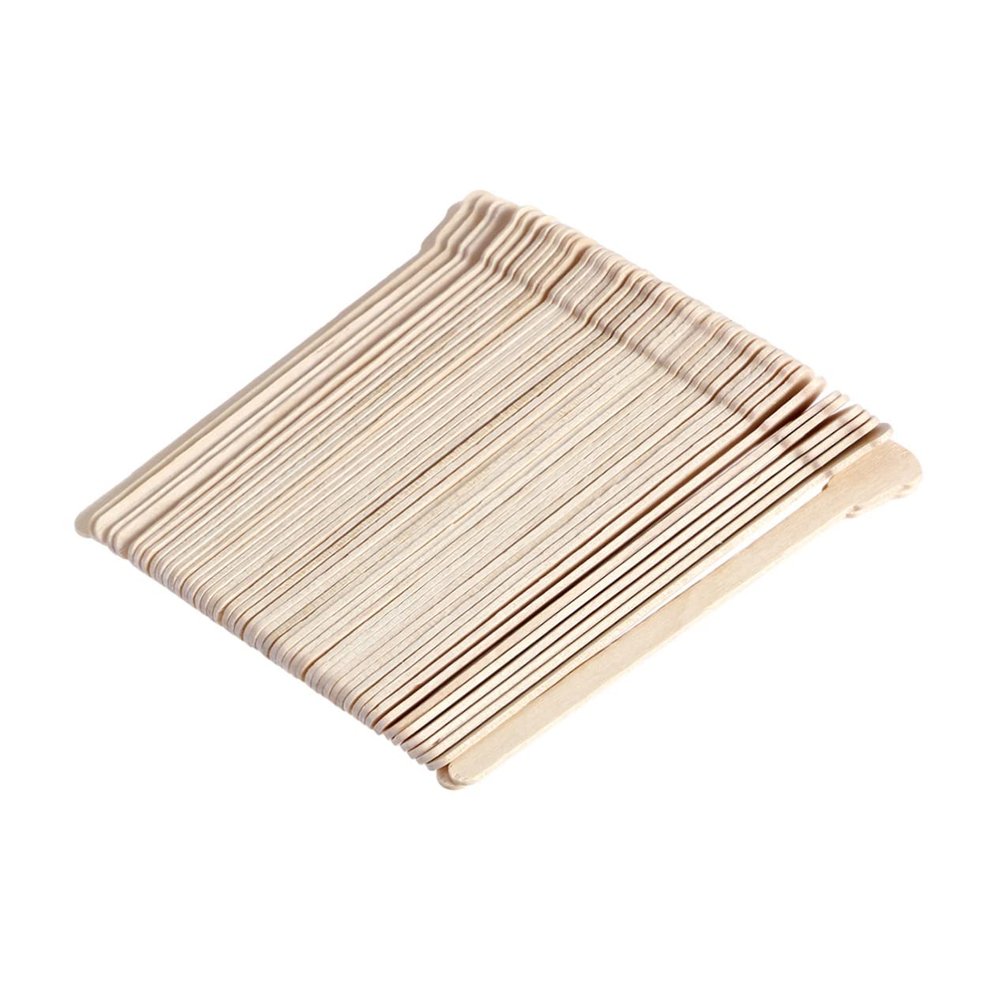Happyyami 100pcs Disposable Wooden Wax Spatulas Rounded Ends Applicators for Hair Removal for Salon Home Use Compatible Hot and Strip Wax