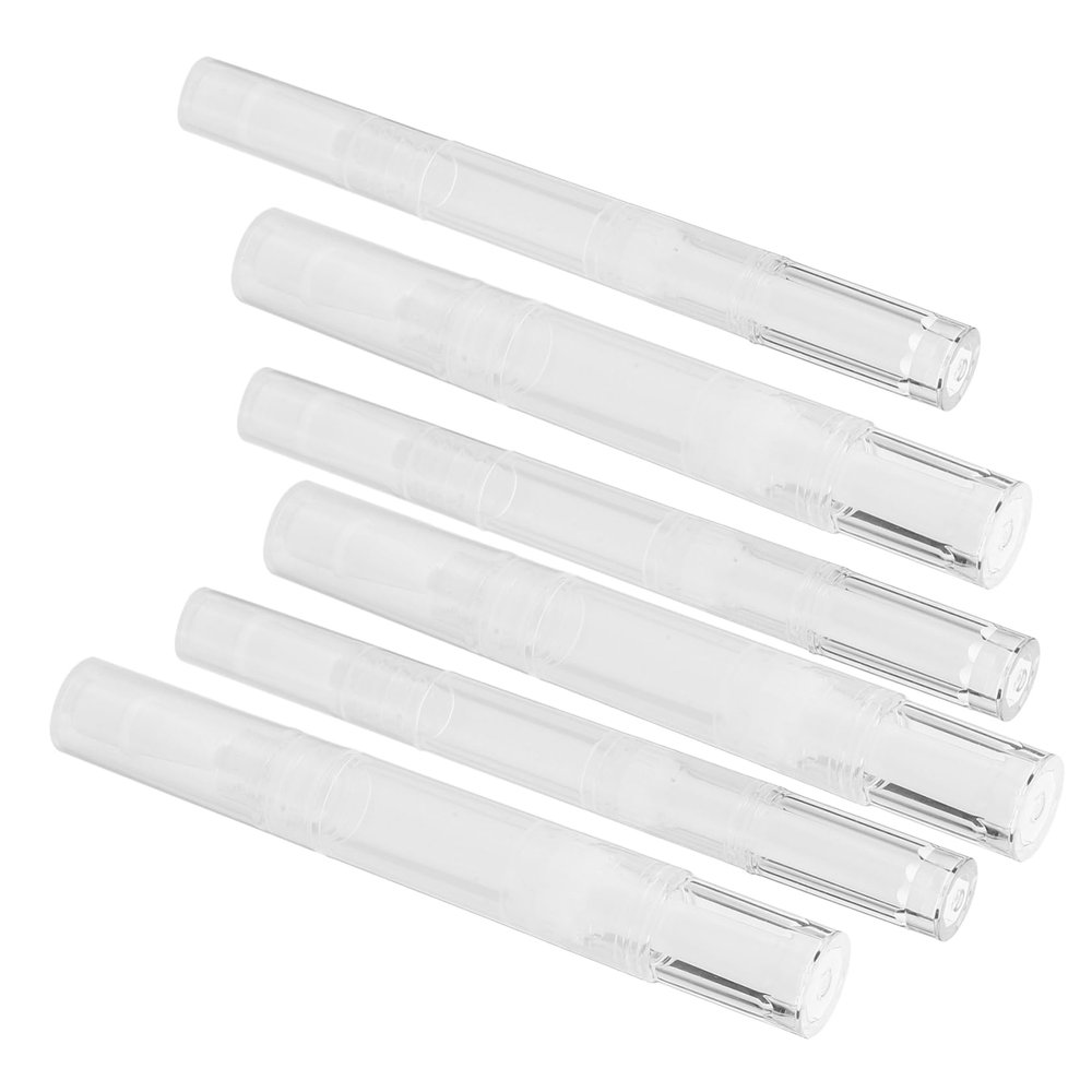 Happyyami 6pcs Empty Nail Oil Pens Transparent Cuticle Revitalize Tubes for Lip Gloss Nail Oil Compact Refillable Versatile for Nutrition Essential Capacity