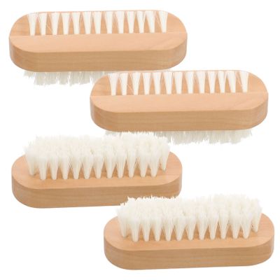 VALICLUD 4Pcs Wooden Nail Brush Set Dual-Sided Fingernail Cleaner Soft Bristles for Professional and Home Use for Nail Art and Pedicure Random Color