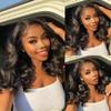 100% Human Hair Body Wave 13x4 HD Lace Front Wig Indian Remy Hair Pre Plucked Long bob Wig for Black Women Natural Color (150% density, 18inch) view 2