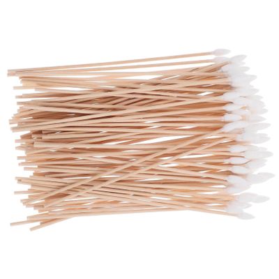 JECOMPRIS 100pcs Long Wooden Cotton Swabs Single-Tipped Disposable Swabs for Travel Makeup and Cleaning