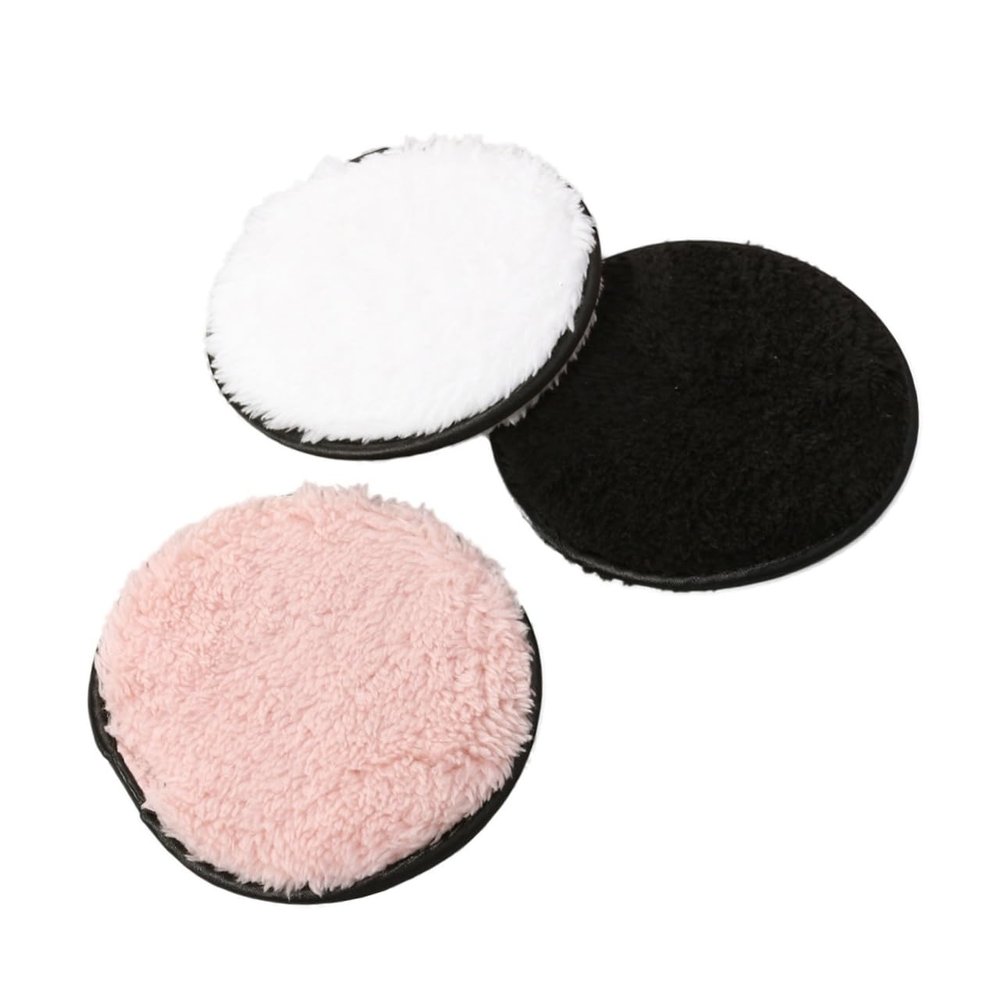DONFAMDS 3pcs Makeup Remover Puff Double-sided Pads for Facial Cleansing Safe Odorless Makeup Removal Towel Portable Easy to Carry Random Color