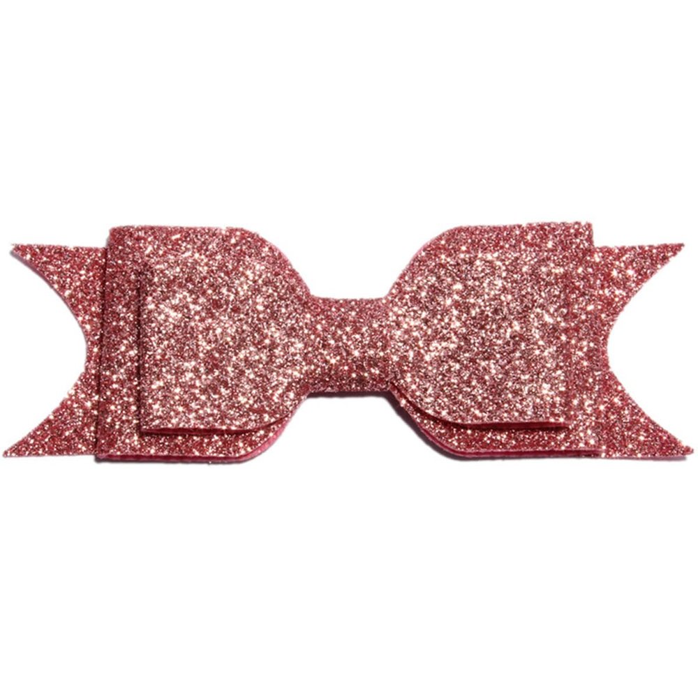 10Pcs 9.5cm Three Layers Glitter Gold Powder Hair Bows for Hair Clips Handmade Shiny Hairbows for Hair Accessories (10Pcs Dusty Pink, With No Clip)
