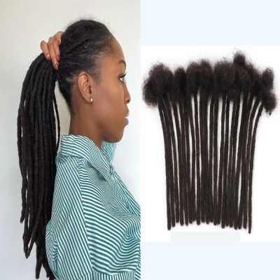 100% Real Human Hair 0.6cm Width 12Inch 50 Strands Loc extensions Human Hair with Curly Ends Full Handmade Dreadlock Extensions Can be dyed and bleached for Men Women Kids