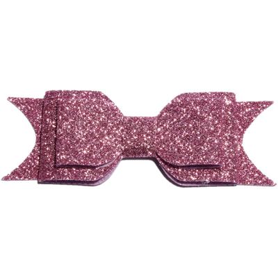 10Pcs Glitter Hair Bow Clips, 9.5cm Triple Layer, Sparkly Hair Accessories (10Pcs Pink, With Clip)
