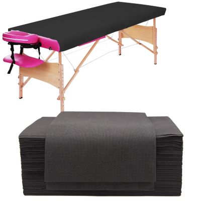 20PCS Large Disposable Massage Table Sheets, 31" X 79" Black Breathable Disposable Bed Sheets for Massage Beauty Salon, SPA Bed Sheets Lash Wax Tattoo Bed Covers, Soft Non Woven Fabric