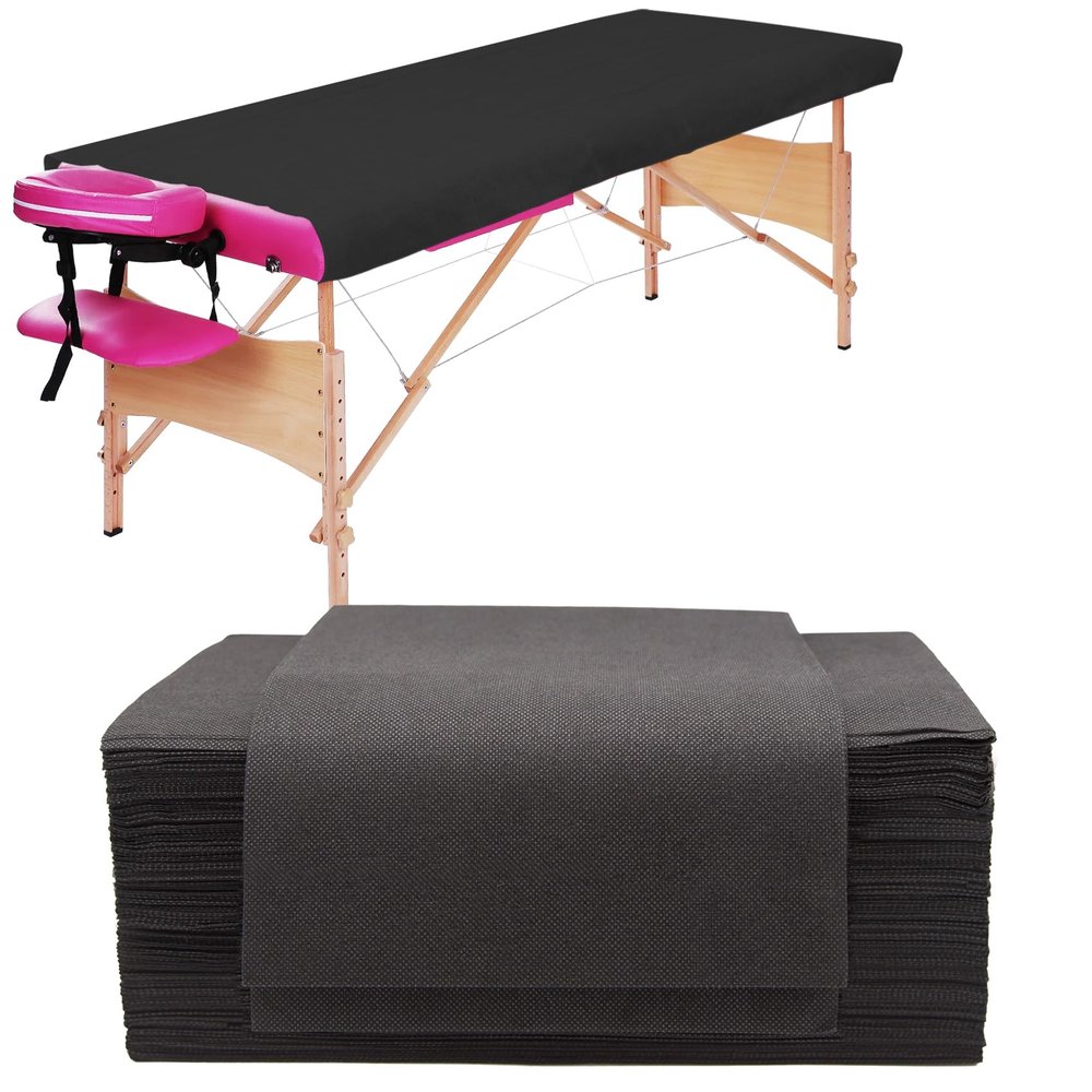 20PCS Large Disposable Massage Table Sheets, 31" X 79" Black Breathable Disposable Bed Sheets for Massage Beauty Salon, SPA Bed Sheets Lash Wax Tattoo Bed Covers, Soft Non Woven Fabric