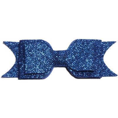 10Pcs 9.5cm Three Layers Glitter Gold Powder Hair Bows for Hair Clips Handmade Shiny Hairbows for Hair Accessories (10Pcs Royal Blue, With No Clip)