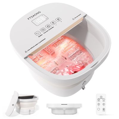 Collapasible Foot Spa Bath Massager with Heat, Pedicure Foot Spa with Bubbles and Jets/Timer/ Temperature Control, Feet Soak Tub for Home, Office, Relaxation and Stress Relief, Gift for Men and Women