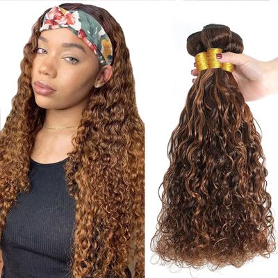 P430 Highlight Brown Bundles Human Hair Water Wave Bundles 34 34 34 Inch Unprocessed Brazilian Virgin Remy Hiair Chocolate Brown Water Wave 3 Bundle Human Hair Extensions
