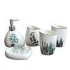 DUYHBAWRS Five Piece Set of Green Plant Ceramic Toiletries for Bathroom Use view 1