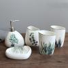 DUYHBAWRS Five Piece Set of Green Plant Ceramic Toiletries for Bathroom Use view 3
