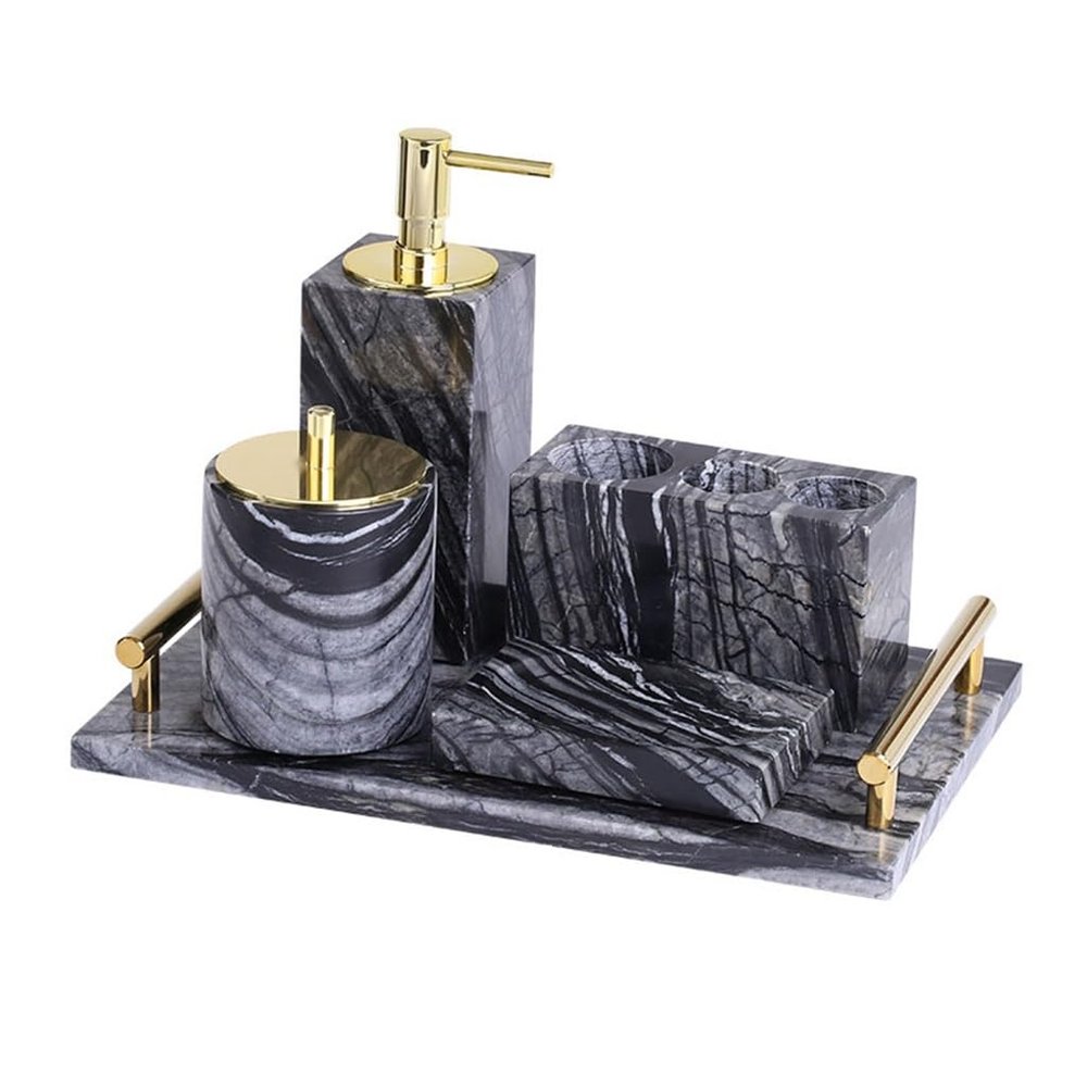 DUYHBAWRS Toiletry Cup Set Five-Piece Bathroom Tray Toilet Decoration Light Luxury Model Room Set