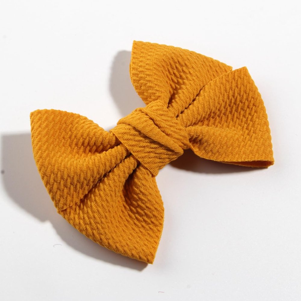 10Pcs Large Hair Bows for Girls, 11CM 4.3 Inch Boutique Bow Clips (10Pcs Yellow, With Clip)