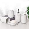 DUYHBAWRS Marble Patterned Ceramic Bathroom Set of Five Toothbrushes and Mouthwash Cups view 2
