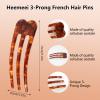 heemeei 4Pcs French Twist Hair Pin, Large U Shaped French Hair Pin 3 Prong view 3