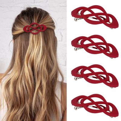 Amariver Hair Barrettes for Women 4packs Burgundy Hair Clips French Barrette Vintage HairClips f Stylish Accessories for Women Girls