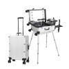 QUGURLID 22in Makeup Train Case, Aluminum Trolley Makeup Train Case w/8 LED Light, Professional Cosmetic Organizer Studio w/Stand for Makeup Artist Hairstylist (Silver) view 1