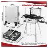 QUGURLID 22in Makeup Train Case, Aluminum Trolley Makeup Train Case w/8 LED Light, Professional Cosmetic Organizer Studio w/Stand for Makeup Artist Hairstylist (Silver) view 3