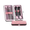 Manicure Cutters Nail Clipper Set, 8 Pcs Stainless Steel Pedicure Kit with Nail Scissors, Ear Spoon, and Trimmer, Portable Leather Case, Blue Inside view 1