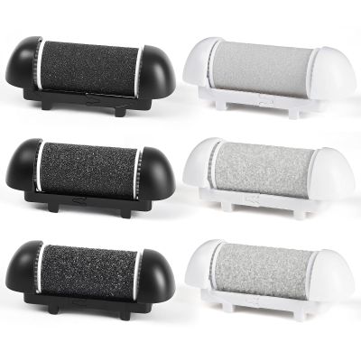 6pcs Replacement Roller Refill Heads for Electric Callus Remover,Feet Pedicure Kit Refill Rollers, 2 Extra Coarse, 2 Regular Coarse, 2 Fine Coarse Refill Rollers (Black and White)