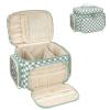 Bagmoly Large Checkered Makeup Bag, Portable Travel Makeup Bag Organizer for Women Girls with Makeup Brush Compartment & Two Side Pockets, Cosmetic Travel Bag Vertical Storage Toiletry Bag- Green1 view 1