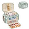 Bagmoly Large Checkered Makeup Bag, Portable Travel Makeup Bag Organizer for Women Girls with Makeup Brush Compartment & Two Side Pockets, Cosmetic Travel Bag Vertical Storage Toiletry Bag- Green1 view 2