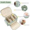 Bagmoly Large Checkered Makeup Bag, Portable Travel Makeup Bag Organizer for Women Girls with Makeup Brush Compartment & Two Side Pockets, Cosmetic Travel Bag Vertical Storage Toiletry Bag- Green1 view 3