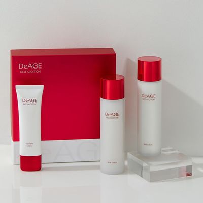 CHARMZONE DeAge Red Addition Classic Skin Care Set (New Version) 3-Piece Anti-Aging Kit with Toner, Emulsion & Cream Red Wine, Pomegranate & Tomato for Hydration, Firming & Radiance