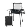 QUGURLID Rolling Makeup Train Case, Aluminum Ligthed Makeup Train Case w/LED Lights Cosmetic Organizer Studio,Lockable Makeup Cosmetic Storage Case (24in) view 1