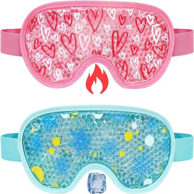 2 Pack Cooling Eye Mask, Reusable Gel Eye Masks for Puffy Eyes, Cold & Warm Compress for Dry Eye, Post Surgery, Puffiness, Allergies, Sinuses & Migraines Relief, Eye Masks for Sleep Unisex (Blue+Pink)