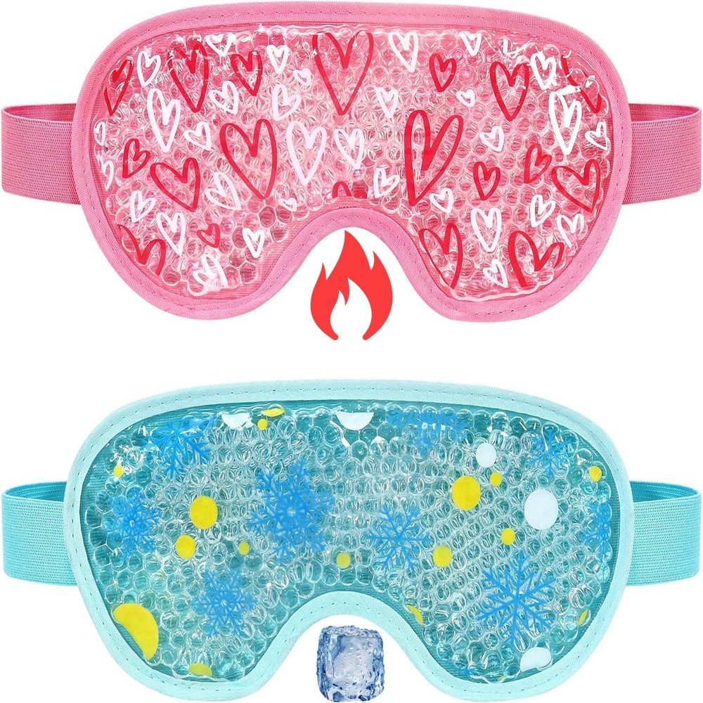 2 Pack Cooling Eye Mask, Reusable Gel Eye Masks for Puffy Eyes, Cold & Warm Compress for Dry Eye, Post Surgery, Puffiness, Allergies, Sinuses & Migraines Relief, Eye Masks for Sleep Unisex (Blue+Pink)