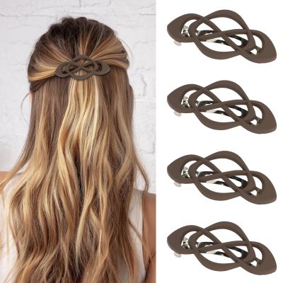 Amariver Hair Barrettes for Women 4packs Brown Hair Clips French Barrette Vintage HairClips f Stylish Accessories for Women Girls