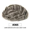 Topunique Mens Swiss Lace Human Hair Piece, #365 Dark Brown with 65% Gray Hair 110% Medium Density 8x10 Inch Base Size Single-Knotted Invisible Hairline Toupee for Men view 2