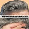 Topunique Mens Swiss Lace Human Hair Piece, #365 Dark Brown with 65% Gray Hair 110% Medium Density 8x10 Inch Base Size Single-Knotted Invisible Hairline Toupee for Men view 3