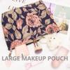 PAZIMIIK Makeup Bag Large Cotton Zipper Pouch for Purse Travel Canvas Make Up Organizer for Women Cosmetic,Rose Black Blue view 4