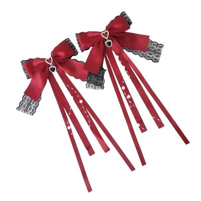 1Pair Ribbon Bows Hair Barrettes Unique Solid Colors Fashion Hairpieces Elegant Accessories For Females