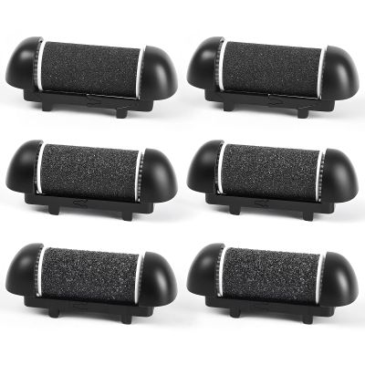 6pcs Replacement Roller Refill Heads for Electric Callus Remover,Feet Pedicure Kit Refill Rollers, 2 Extra Coarse, 2 Regular Coarse, 2 Fine Coarse Refill Rollers (Black)