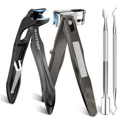 360 Rotating Nail Clippers for Seniors with Arthritis, Ergonomic Long Handled Toenail Clippers for Thick Nails for Seniors, Heavy Duty Fingernail Clippers with Catcher Wide Opening Sharp Nail Cutters