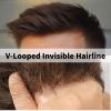Topunique 0.06mm Thin Skin Toupee Hair for Men, 8x10 Inch PU Base with Knotless V-Looped Invisible Hairline 100% Medium Density #4 Medium Brown view 3