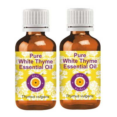 dve herbes Pure White Thyme Essential Oil (Thymus vulgaris) Natural Therapeutic Grade Steam Distilled (Pack of Two) 100mlx2 (6.76 oz)